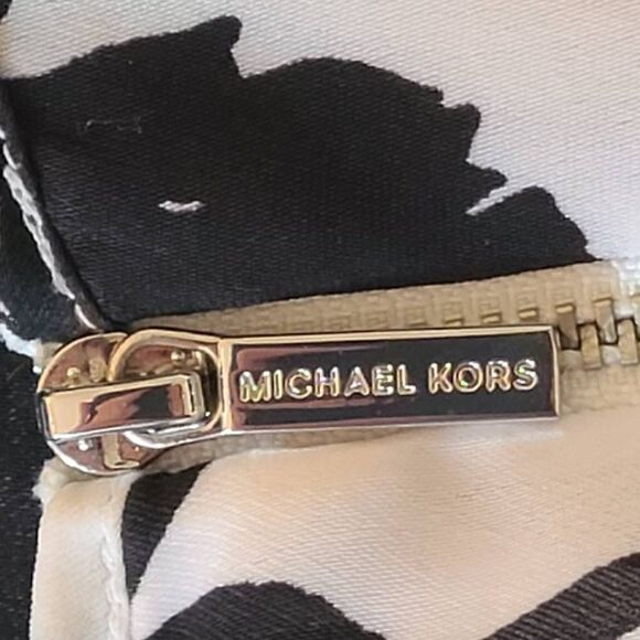 MICHAEL Michael Kors Black White Print Sleeveless Zip Front Floral Blouse Medium - Picture 8 of 15